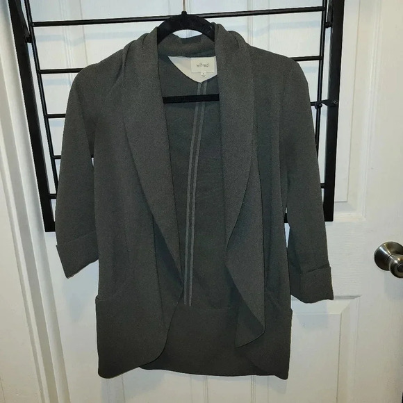Aritzia wilfred chevalier draped open tuxedo blazer dark olive green gre… - Picture 6 of 11